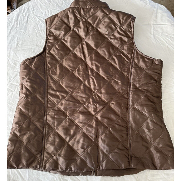 Jane Ashley Puffer Vest Jacket Rust Brown Size XL Full Zip Quilted - Picture 8 of 15